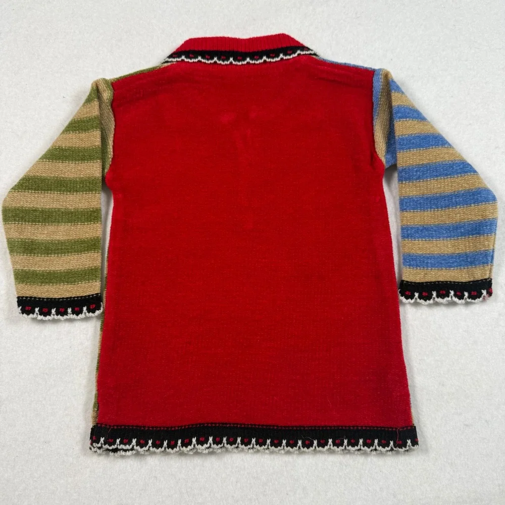 Habib Hosiery Kids Size 2 Colorblock Striped Mom Heart Quarter Zip Knit Sweater